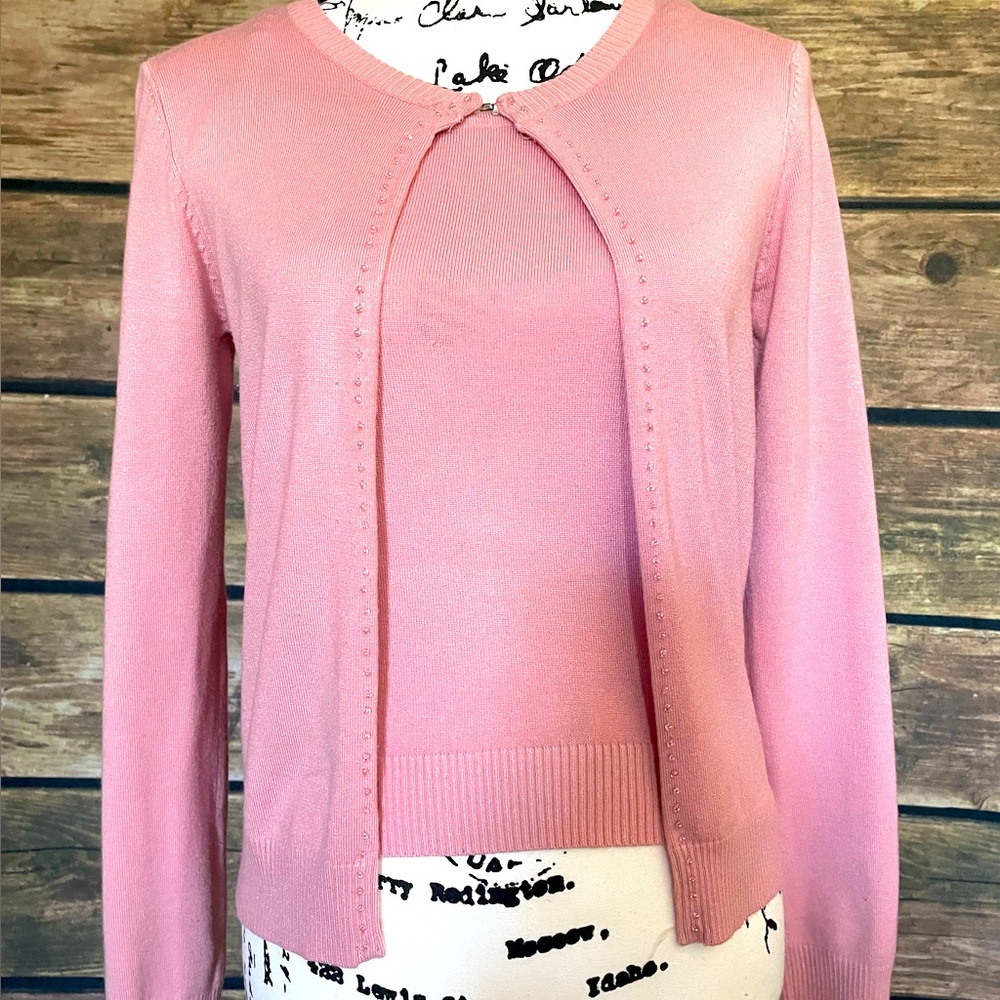 Like New Set: La Boutique Knit Sweater & Cami with Beaded Accent